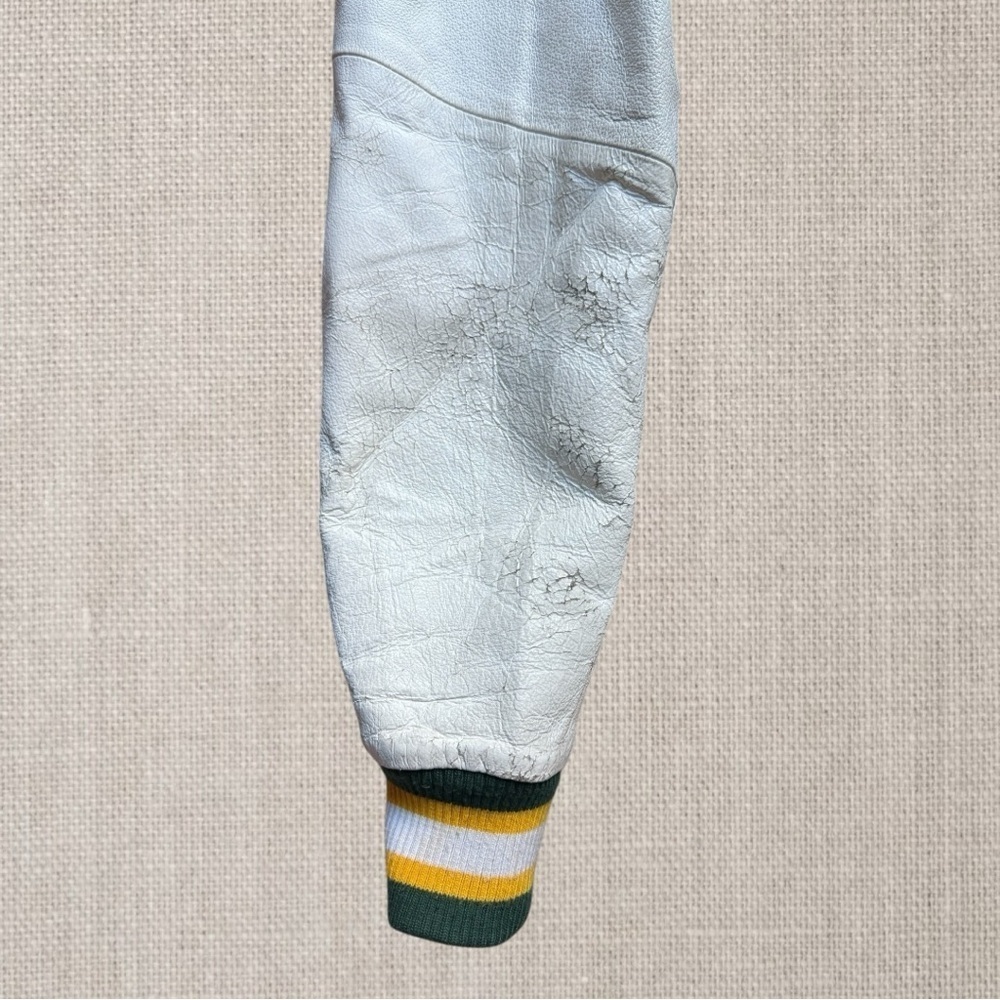 GB Packers Vintage Jacket w/a Wool Blend Body & Cream-Colored Leather Sleeves - Picture 10 of 16